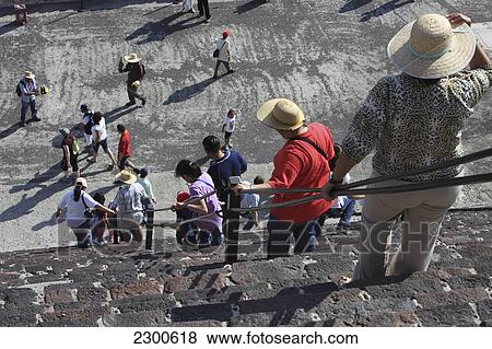 Stock Photo - Near Mexico City; Mexico, Teotihuacan Archeological Site, Descending Pyramid Of The Moon. Fotosearch