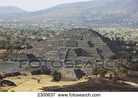 Stock Photo - Near Mexico City; Mexico, Teotihuacan Archeological Site, View From Pyramid Of The Sun Towards Pyramid Of The Moon. Fotosearch