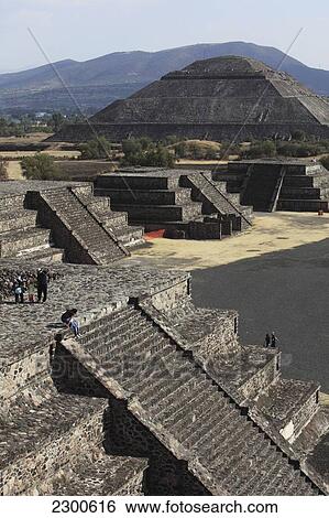 Near Mexico City; Mexico, Teotihuacan Archeological Site, Towards Pyramid Of The Sun, View From Top Of Pyramid Of The Moon View Large Photo Image Stock Photograph - Near Mexico City; Mexico, Teotihuacan Archeological Site, Towards Pyramid Of The Sun, View From Top Of Pyramid Of The Moon. Fotosearch