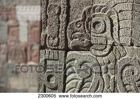Stock Photography - Near Mexico City; Mexico, Teotihuacan Archeological Site, Stone Carving Of Bird On Wall Of Quetzalpapalotl Palace. Fotosearch