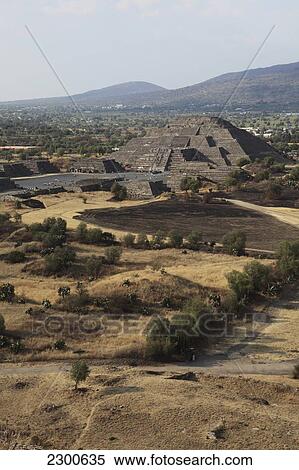 Stock Photography - Near Mexico City; Mexico, Teotihuacan Archeological Site, View From Pyramid Of The Sun Towards Pyramid Of The Moon. Fotosearch