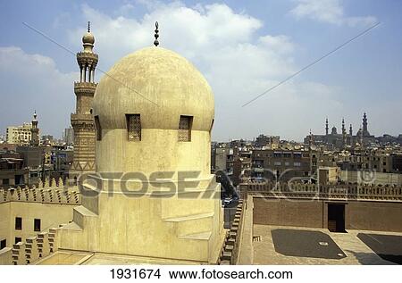Picture - Nearby Minaret Seen From Roof, Ibn Tulun Mosque, Cairo, Egypt; Cairo, Egypt. Fotosearch