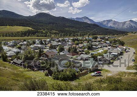 Stock Photography - Neighborhood In Rocky Mountains; Coleman, Alberta, Canada. Fotosearch