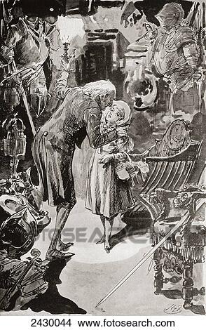 Picture - Nell and her Grandfather. I would have found my way back to you, grandfather, said the child, never fear. Illustration by Harry Furniss for the Charles Dickens novel The Old Curiosity Shop, from The Testimonial Edition, published 1910.. Fotosearch