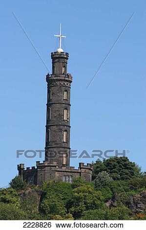 Stock Photograph - Nelson Monument, Carlton Hill, Edinburgh, Scotland, Uk, Europe. Fotosearch