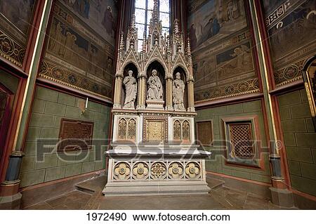 Stock Image - Neo-Gothic Altarpiece In St. Vitus Cathedral, Prague, Czech Republic. Fotosearch