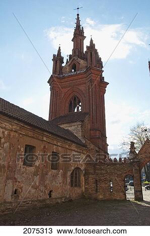Neo-Gothic Bell Tower At St. Anne's Church, Vilnius, Lithuania View Large Photo Image Stock Image - Neo-Gothic Bell Tower At St. Anne's Church, Vilnius, Lithuania. Fotosearch