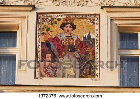 Stock Photograph - Neo-Renaissance Painting On Hotel Paris, Prague, Czech Republic. Fotosearch
