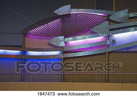 Stock Image - Neon Fish In Convention Center; Spokane, Washington, Usa. Fotosearch