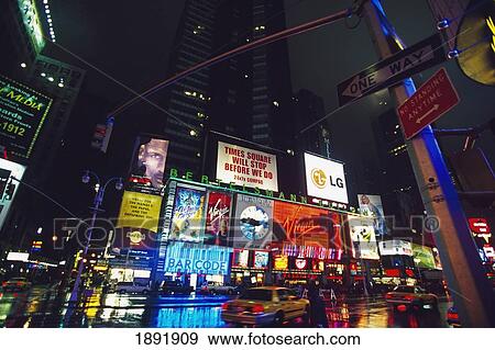 Neons And Cars In Times Square View Large Photo Image Stock Photo - Neons And Cars In Times Square. Fotosearch