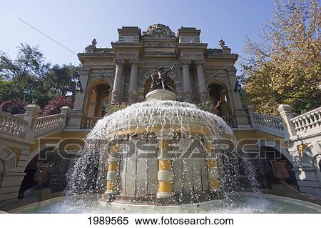 Stock Photography - Neptune Fountain at the Alameda entrance of Santa Lucia Hill, Santiago, Metropolitan Region, Chile. Fotosearch