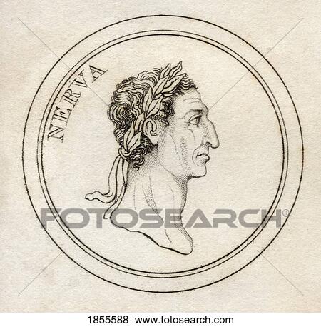 Stock Photo - Nerva Caesar Augustus Original Name Marcus Cocceius Nerva 30-98Ad Roman Emperor From The Book Crabbs Historical Dictionary Published 1825. Fotosearch
