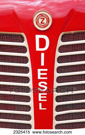 Stock Photography - Netherlands, Zealand, Red bumper on vehicle labeled 'diesel'; Westkapelle. Fotosearch