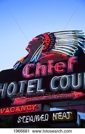 Nevada, Las Vegas, The Strip, Chief Hotel Neon Sign. Editorial Use Only. View Large Photo Image Stock Image - Nevada, Las Vegas, The Strip, Chief Hotel Neon Sign. Editorial Use Only.. Fotosearch
