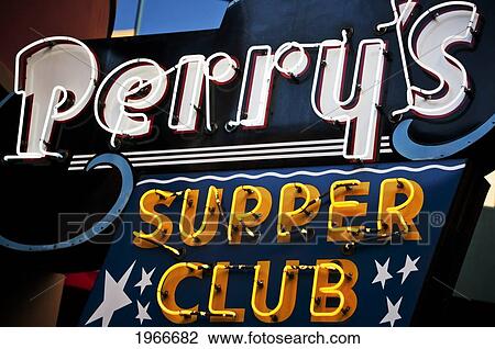 Stock Image - Nevada, Las Vegas, The Strip, Perry's Supper Club Neon Sign. Editorial Use Only.. Fotosearch