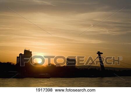 Stock Photo - New Bridge Over The Danube River. Fotosearch
