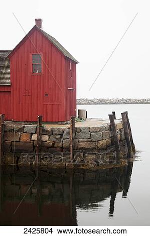 New England, Massachusetts, Red building at the end of Rockport Harbor. View Large Photo Image Picture - New England, Massachusetts, Red building at the end of Rockport Harbor.. Fotosearch