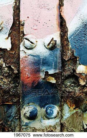 Stock Photography - New Mexico, Abstract Of Paint, Graffiti And Cracks On Metal Surface.. Fotosearch