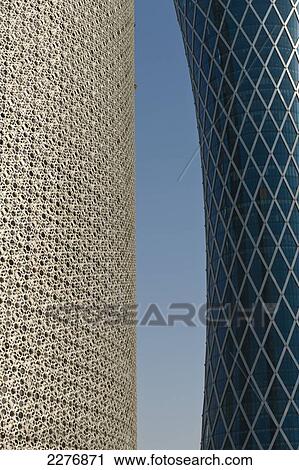 Stock Image - New office buildings; Doha, Qatar. Fotosearch