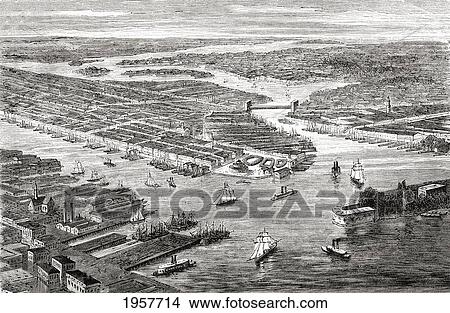 New York City, United States Of America In The Late 19Th Century. From North America, Published 1883. View Large Photo Image Picture - New York City, United States Of America In The Late 19Th Century. From North America, Published 1883.. Fotosearch