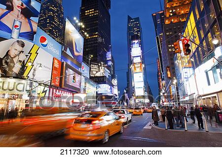 Stock Image - New York, Manhattan, Street view of Times Square. EDITORIAL USE ONLY.. Fotosearch