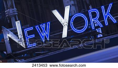Stock Image - New York neon sign, Manhattan; New York City, New York, United States of America. Fotosearch