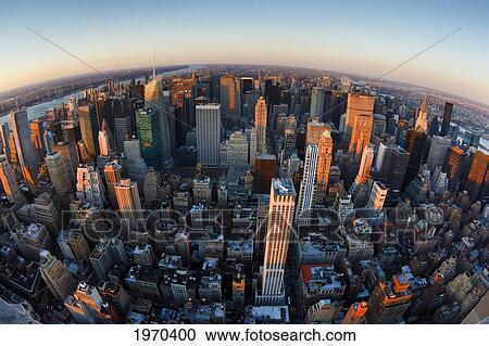 New York, New York City, Dramatic Fisheye View Of Manhattan Skyline View Large Photo Image Stock Image - New York, New York City, Dramatic Fisheye View Of Manhattan Skyline. Fotosearch