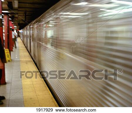 Stock Photo - New York Subway Train With Reflections. Fotosearch