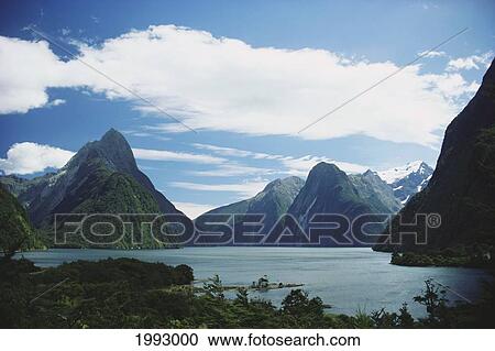 New Zealand, Fiordlands National Park, Milford Sound. View Large Photo Image Stock Image - New Zealand, Fiordlands National Park, Milford Sound.. Fotosearch