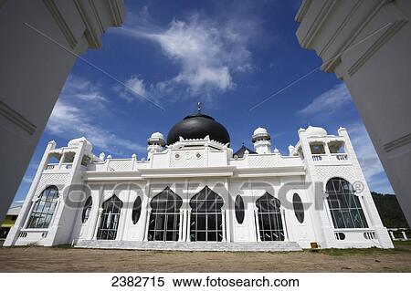 Stock Photography - Newly rebuilt mosque replaces one destroyed during the Indian Ocean earthquake and tsunami in 2004; Aceh Province, Sumatra, Indonesia. Fotosearch