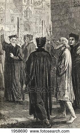 Stock Image - Nicholas Ridley, C. 1500 To 1555, On His Way To Execution. English Bishop Of London. From The Book Of Martyrs By John Foxe, Published C. 1865.. Fotosearch