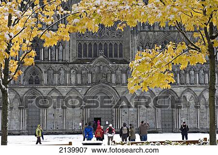 Stock Photo - Nidaros Domkirke Cathedral; Trondheim, Sor-Trondelag, Norway. Fotosearch