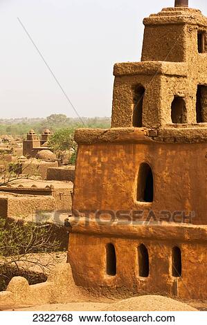 Stock Photo - Niger, Central Niger, Tahoa region, Traditional mud brick mosque; Yaama Village. Fotosearch