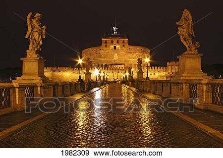 Night Lights Of The Bridge Across The Tiber River To Castel Sant'angelo; Rome Lazio Italy View Large Photo Image Stock Photo - Night Lights Of The Bridge Across The Tiber River To Castel Sant'angelo; Rome Lazio Italy. Fotosearch