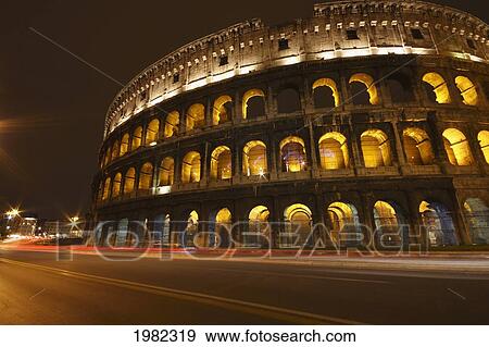 Night Lights Of The Colosseum; Rome Lazio Italy View Large Photo Image Stock Photo - Night Lights Of The Colosseum; Rome Lazio Italy. Fotosearch