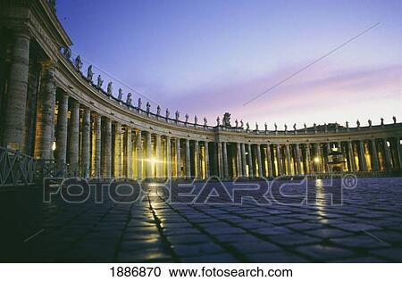 Nightfall At The Square At St. Peters In The Vatican View Large Photo Image Stock Image - Nightfall At The Square At St. Peters In The Vatican. Fotosearch