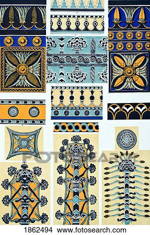 Picture - Nineveh & Persia No 1 Plate Xii From The Grammar Of Ornament By Owen Jones Published By Day & Son London 1865. Fotosearch