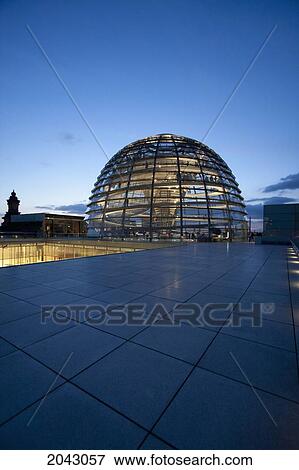 Stock Photo - Norman Foster's Dome Of The Reichstag Building At Night, Berlin, Germany. Fotosearch