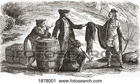 Stock Image - North American Traders And Indians C. 1770's. From The Book Short History Of The English People By J. R. Green, Published London 1893. Fotosearch