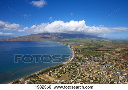 Stock Photo - North Kihei looking towards Maalaea Bay and the West Maui Mountains; Maui, Hawaii, United States of America. Fotosearch