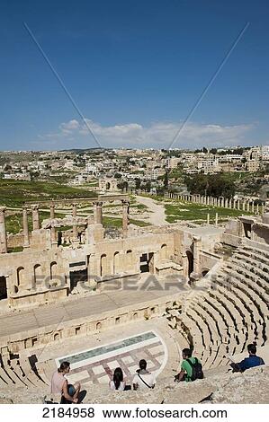 North Theatre, The Ancient City Of Jerash, Jordan, Middle East View Large Photo Image Stock Photo - North Theatre, The Ancient City Of Jerash, Jordan, Middle East. Fotosearch