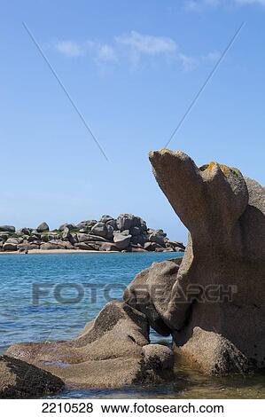 Stock Photo - Northern Brittany shoreline, close to town of Plougrescant on the Cotes D'Armor, France. Fotosearch