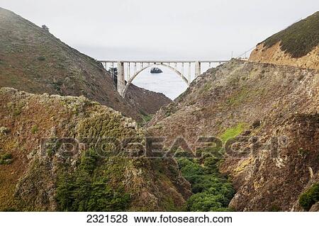 Stock Photo - Northern California, Big Sur, View Of Bixby Bridge Along The Coast.. Fotosearch
