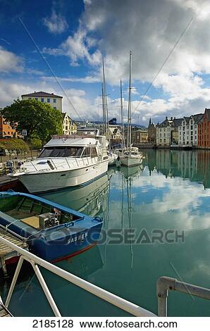 Stock Photo - Norway, More og Romsdal, Harbor; Alesund. Fotosearch