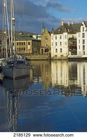 Norway, More og Romsdal, Harbor; Alesund View Large Photo Image Stock Photo - Norway, More og Romsdal, Harbor; Alesund. Fotosearch
