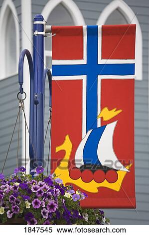 Norwegian Flag In Puolsbo; Poulsbo, Washington State, Usa View Large Photo Image Stock Photography - Norwegian Flag In Puolsbo; Poulsbo, Washington State, Usa. Fotosearch