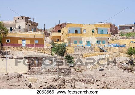 Nubian Houses On Elephantine Island, Aswan, Egypt View Large Photo Image Stock Photograph - Nubian Houses On Elephantine Island, Aswan, Egypt. Fotosearch