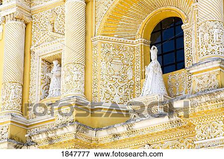 Stock Photo - Nuestra Senora De Las Mercedes, Antigua, Guatemala, Central America; Statue On Church Ledge. Fotosearch