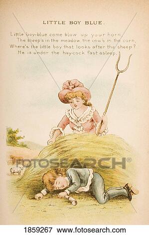 Stock Photo - Nursery Rhyme And Illustration Of Little Boy Blue From Old Mother Goose's Rhymes And Tales. Illustrated By Constance Haslewood. Published By Frederick Warne & Co London And New York Circa 1890S. Chromolithography By Emrik & Binger Of Holland. Fotosearch