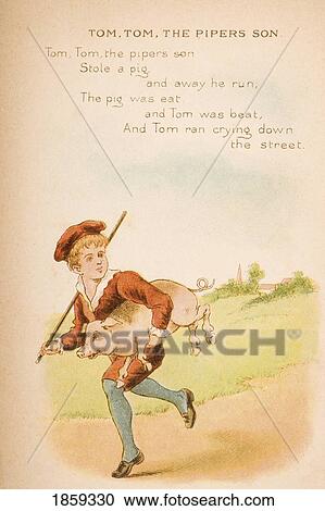 Nursery Rhyme And Illustration Of Tom Tom The Piper's Son From Old Mother Goose's Rhymes And Tales. Illustrated By Constance Haslewood. Published By Frederick Warne & Co London And New York Circa 1890S. Chromolithography By Emrik & Binger Of Holland View Large Photo Image Stock Image - Nursery Rhyme And Illustration Of Tom Tom The Piper's Son From Old Mother Goose's Rhymes And Tales. Illustrated By Constance Haslewood. Published By Frederick Warne & Co London And New York Circa 1890S. Chromolithography By Emrik & Binger Of Holland. Fotosearch
